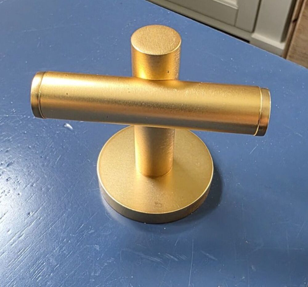 West Elm Modern Overhang Bathroom Towel Hook Antique Brass New 3"w x 2.75"d x 2"